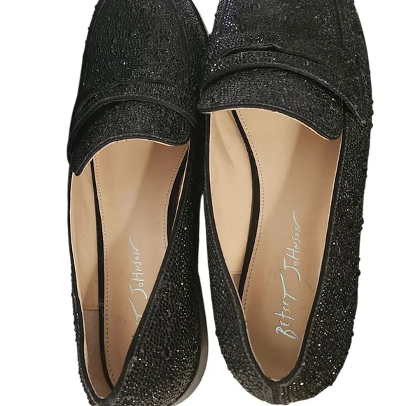 Women's Betsey Johnson Aron Black Rhinestone Loafers Size 11 - Picture 3 of 6